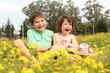 Two children laughing