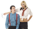 Nerd boy surprised by pretty girl