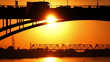 two bridges at a sunset two bridges at a sunset