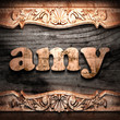 Golden word on wood