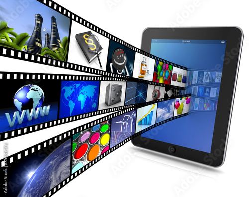 Illustration: Tablet mit Film Tablet mit Film