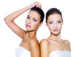 Portrait of the beautiful  women stay together