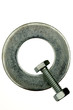The letter Q made from nuts and bolts.