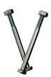 The letter V made from nuts and bolts.