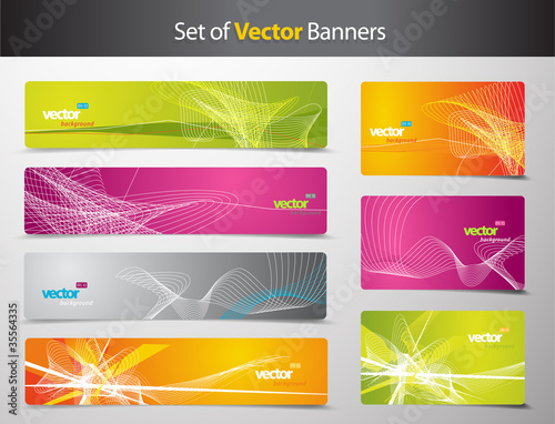 Vector: Set of abstract colorful web headers and gift cards. Set of abstract colorful web headers and gift cards.