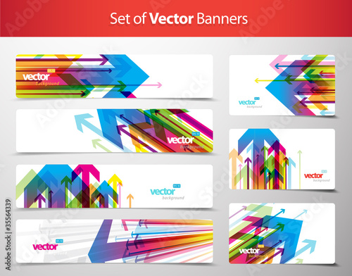 Vector: Set of gift cards and banners with arrows. Set of gift cards and banners with arrows.
