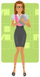 Office girl holding a tablet