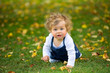 baby is crawling in the fall-meadow baby is crawling in the fall-meadow