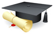 Graduation cap and diploma.