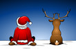 Santa und Rudolph im Schnee sitzend Santa und Rudolph im Schnee sitzend