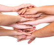Hands on top of each other isolated