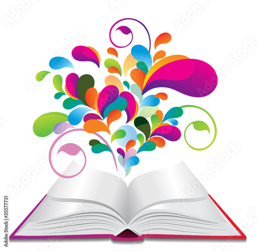 Vector: Open book with color splash. Open book with color splash.