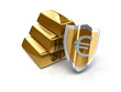 rendered concept of a gold protection shield with dollar sign