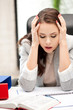 worried woman with book worried woman with book