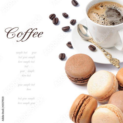 Photo: Coffee and French macaroons Coffee and French macaroons