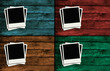 polaroid frames over colorful wooden walls_2