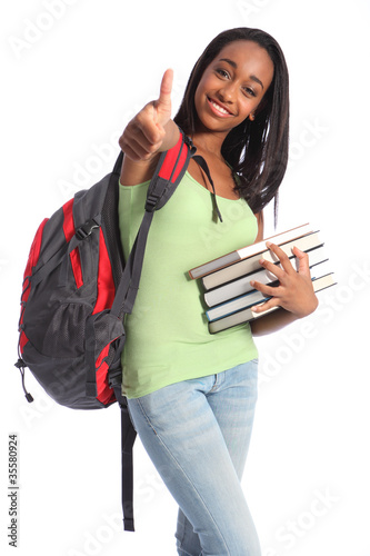 Photo: Education success African American teenager girl Education success African American teenager girl