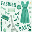 Paris fashion set. vector, color full, no gradient