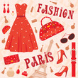 Paris fashion set. vector, color full, no gradient