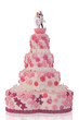 beautiful wedding cake, with pink roses