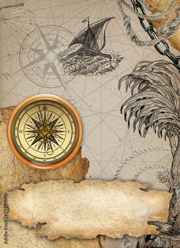 Illustration: Old pirate map Old pirate map