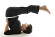 Photo: middle age senior woman back stretch yoga position middle age senior woman back stretch yoga position