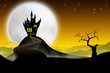 Illustration: Medieval castle with long road Medieval castle with long road