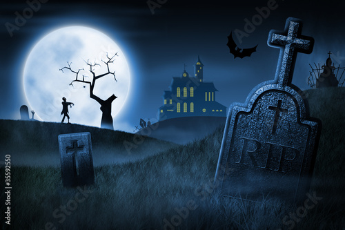 Illustration: Spooky Halloween night Spooky Halloween night