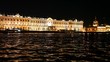 Winter Palace standing on embankment Neva River at night