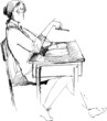 girl after a school desk