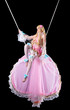 Pretty girl in fary-tale doll costume fly Pretty girl in fary-tale doll costume fly