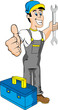 Cartoon mechanic with tools Cartoon mechanic with tools