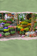 Ripped paper flower market postcard