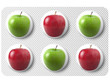 medicine with red and green apple