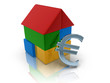 colorful toy house with euro symbol colorful toy house with euro symbol