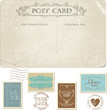 Photo en ligne au meilleur prix Vintage Postcard and Postage Stamps - for wedding design, invita