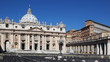 Area with pillar and lantern in front of St. Peters Basilica