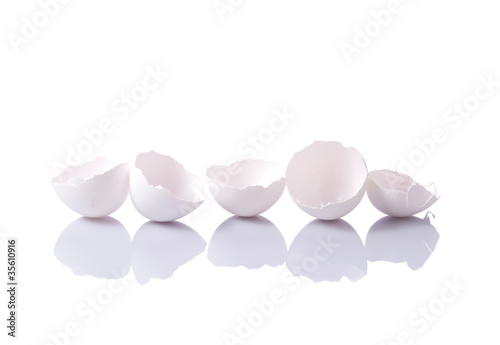 Photo: Isolated eggshells Isolated eggshells