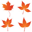 set of four orange leaves