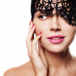 Photo: sexy and beautiful woman with a black lace on her eyes sexy and beautiful woman with a black lace on her eyes