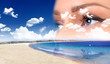 Woman against water background