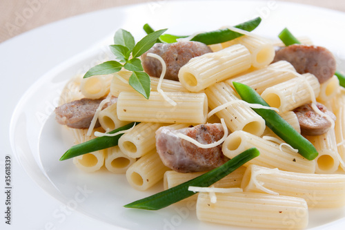 Photo: Macaroni with sausage and green beans Macaroni with sausage and green beans
