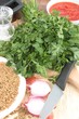 Parsley and lentil soup ingredients