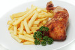 Hähnchenschenkel mit Pommes frites