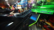 boys play interesting space game with gun on screen