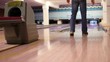 Man throw ball and hit all pins - strike