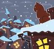 snowy winter, cat, roof