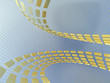 yellow abstract cubes on the blue netted background yellow abstract cubes on the blue netted background