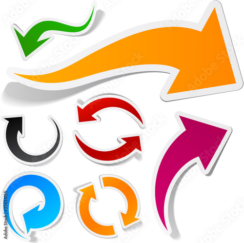 Vector: Color arrows sticker set. Color arrows sticker set.