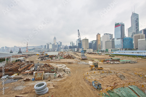 Photo: Construction site for new highway in Hong Kong Construction site for new highway in Hong Kong